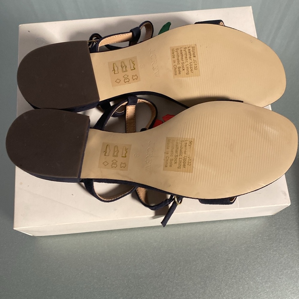J. Crew Navy Sandals with Floral and Palm Accents - Picture 4 of 5